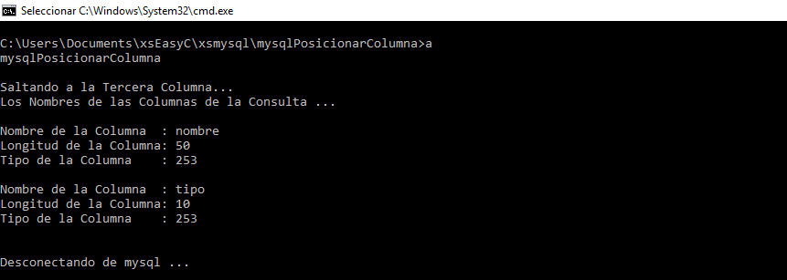 mysqlPosicionarColumna